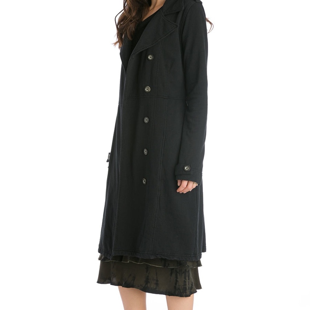 Hard Tail Clothing Fleece Stylish Black Long Coat NWT Size Small w/pockets - Picture 4 of 6